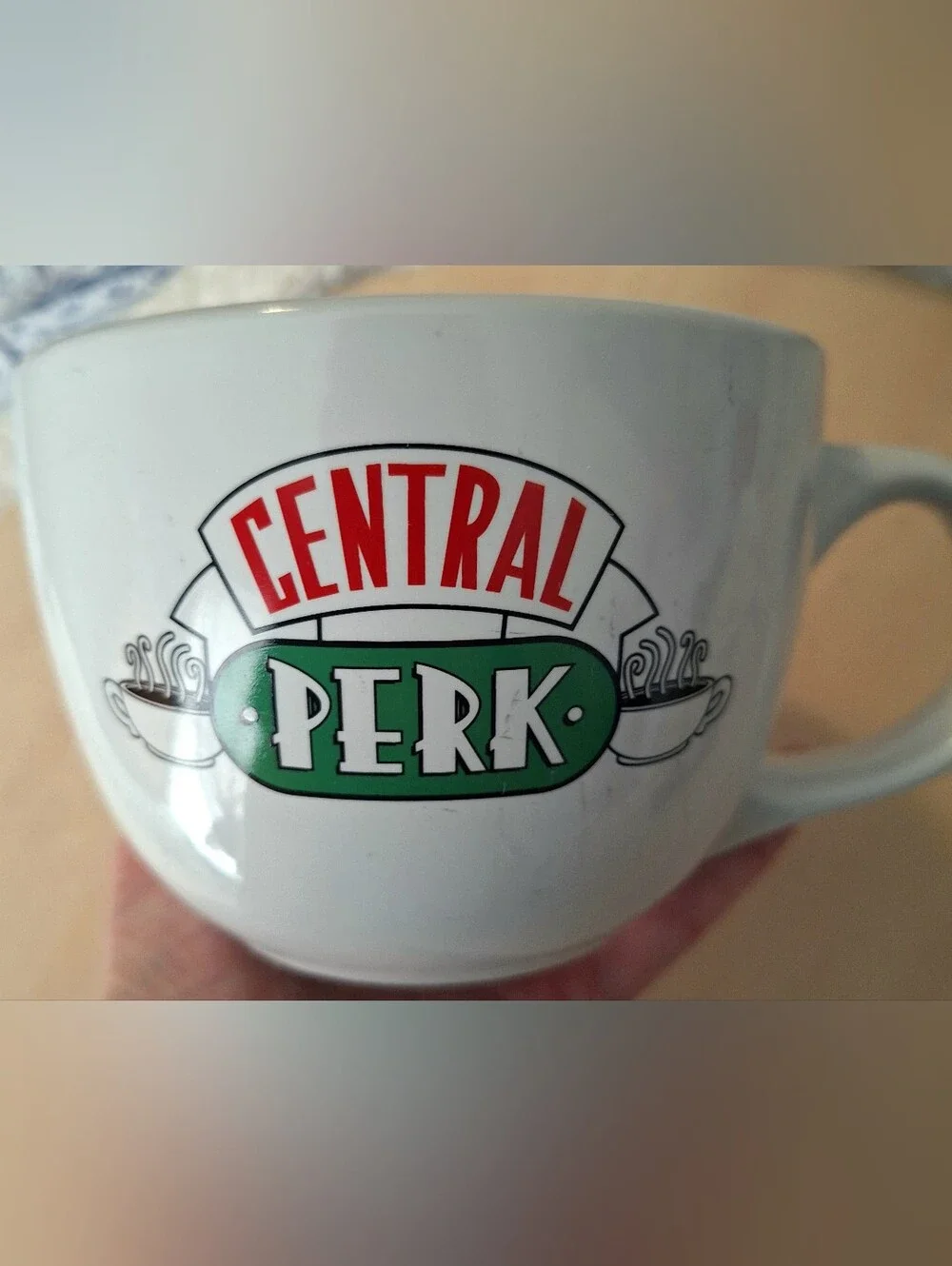 Source Unknown White Central Perk Ceramic Coffee Mug with Red and Green Logo